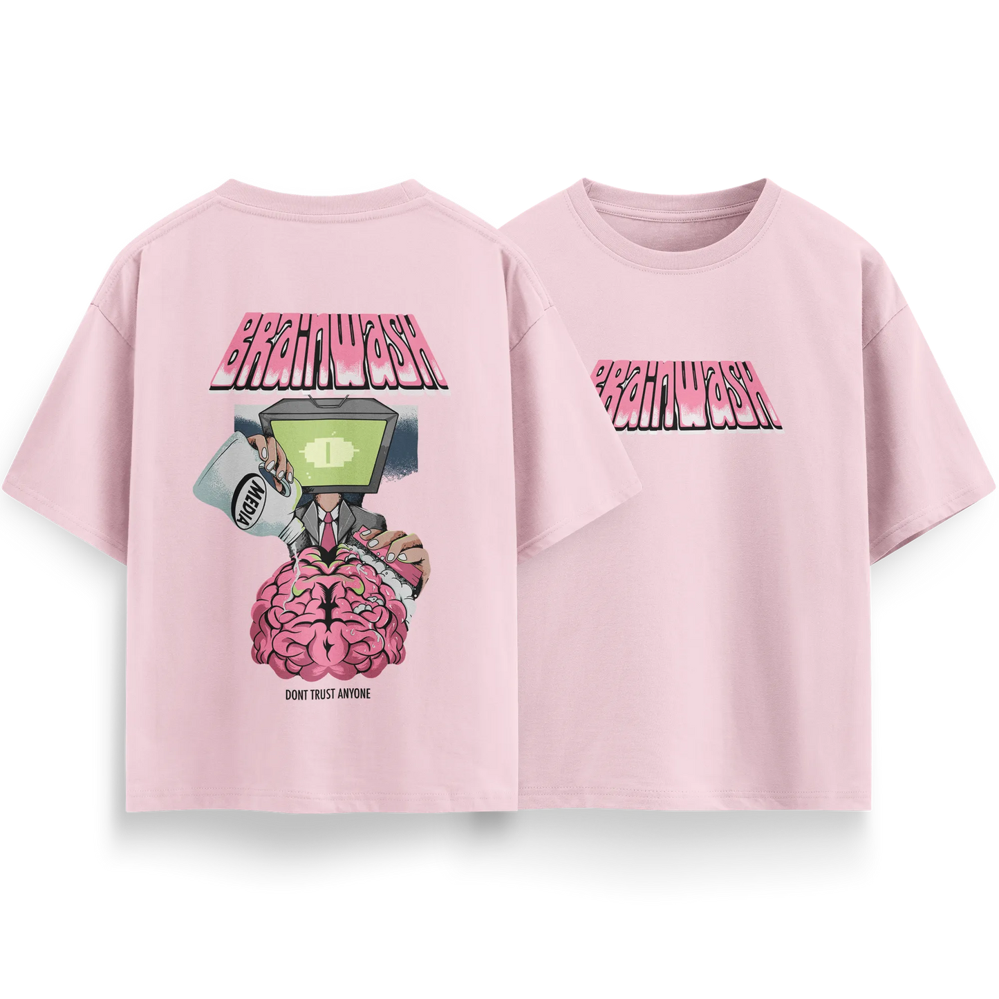 Brainwash - Baby Pink - Oversized - T-Shirt