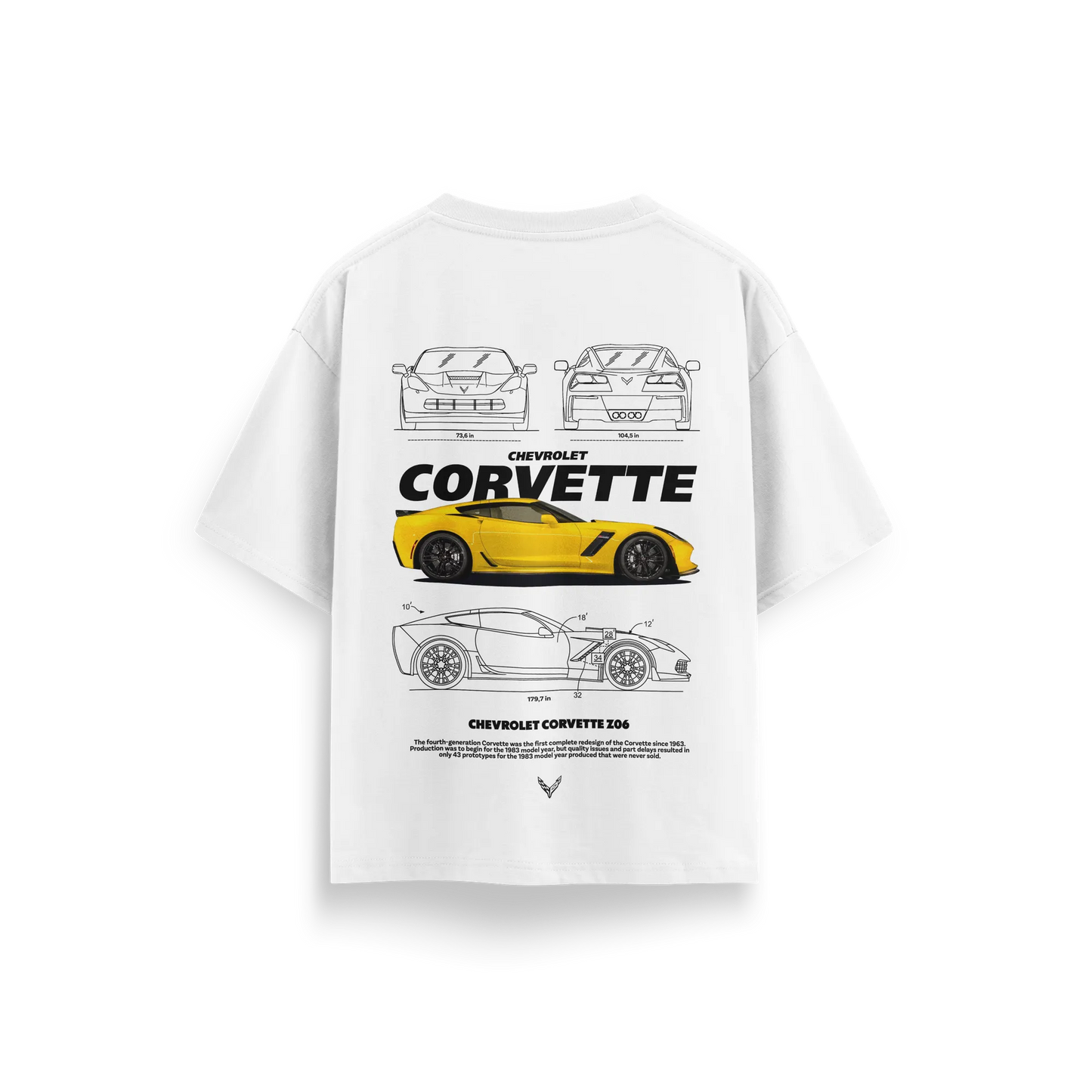Chevrolet Corvette - White - Oversized T-Shirt