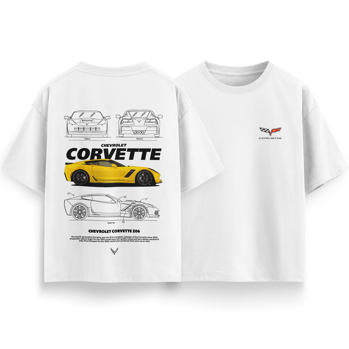 Chevrolet Corvette - White - Oversized T-Shirt