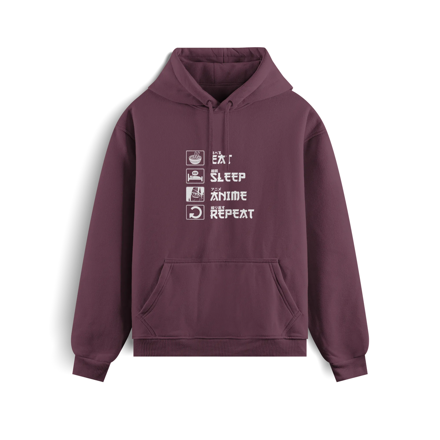 Eat Sleep Anime Repeat - Maroon - Hoodie