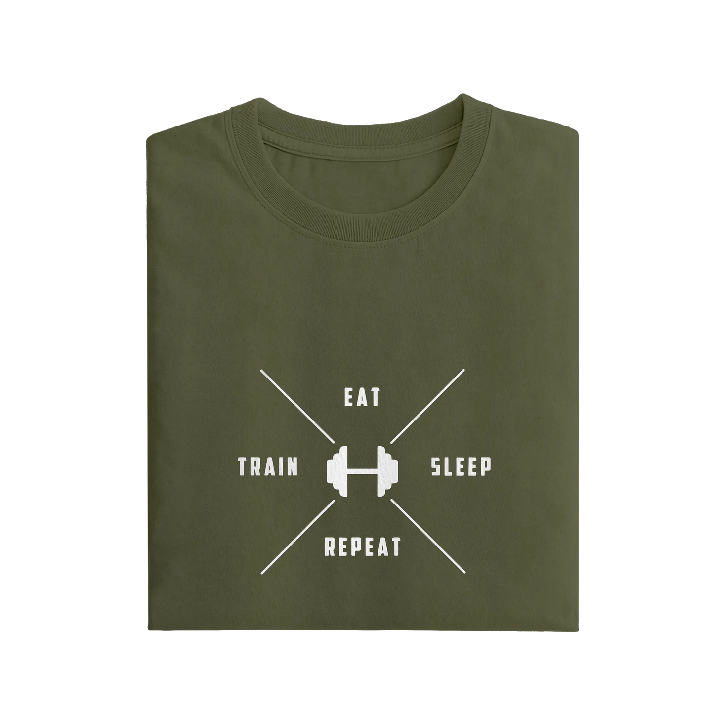 Eat Sleep Repeat Train - Olive Green - T-Shirt