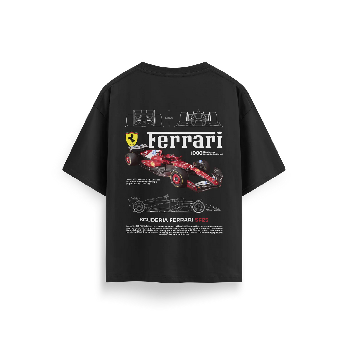Ferrari SF25 - Black - Oversized T-Shirt