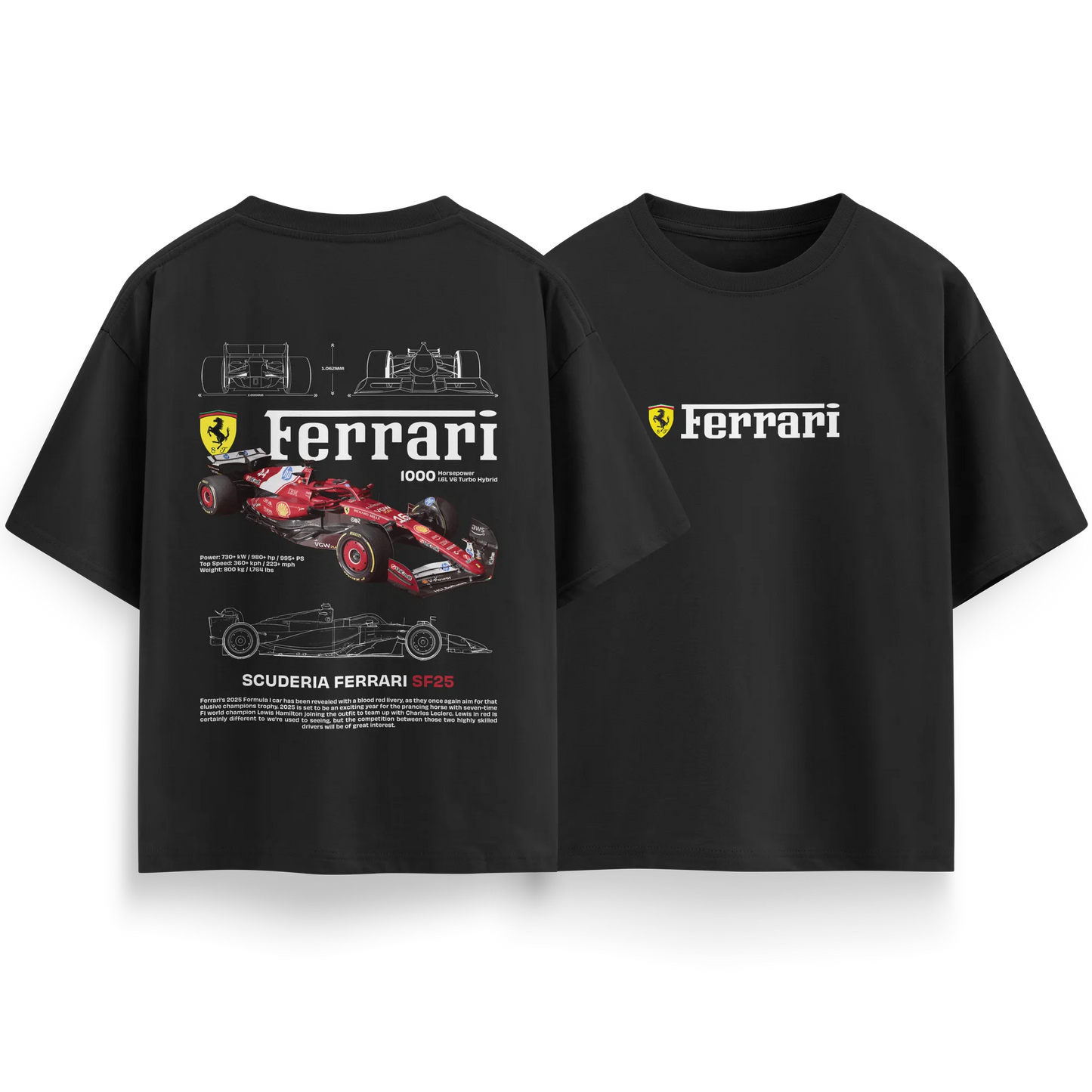 Ferrari SF25 - Black - Oversized T-Shirt