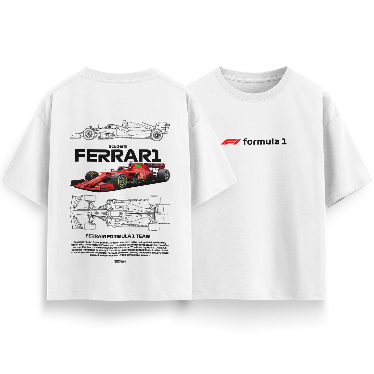 Ferrari Formula1 Team - White - Oversized T-Shirt