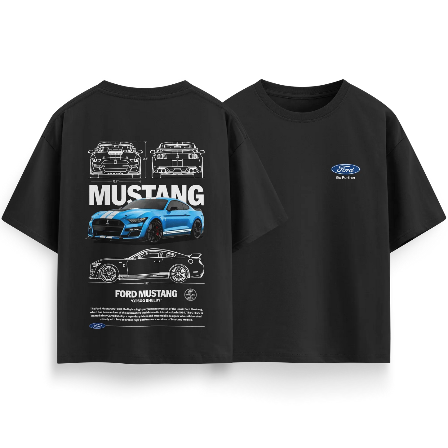 Ford Mustang - Black - Oversized T-Shirt