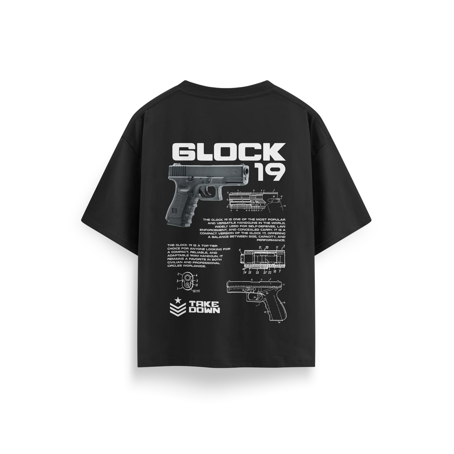 Glock-19 - Black - Oversized T-Shirt