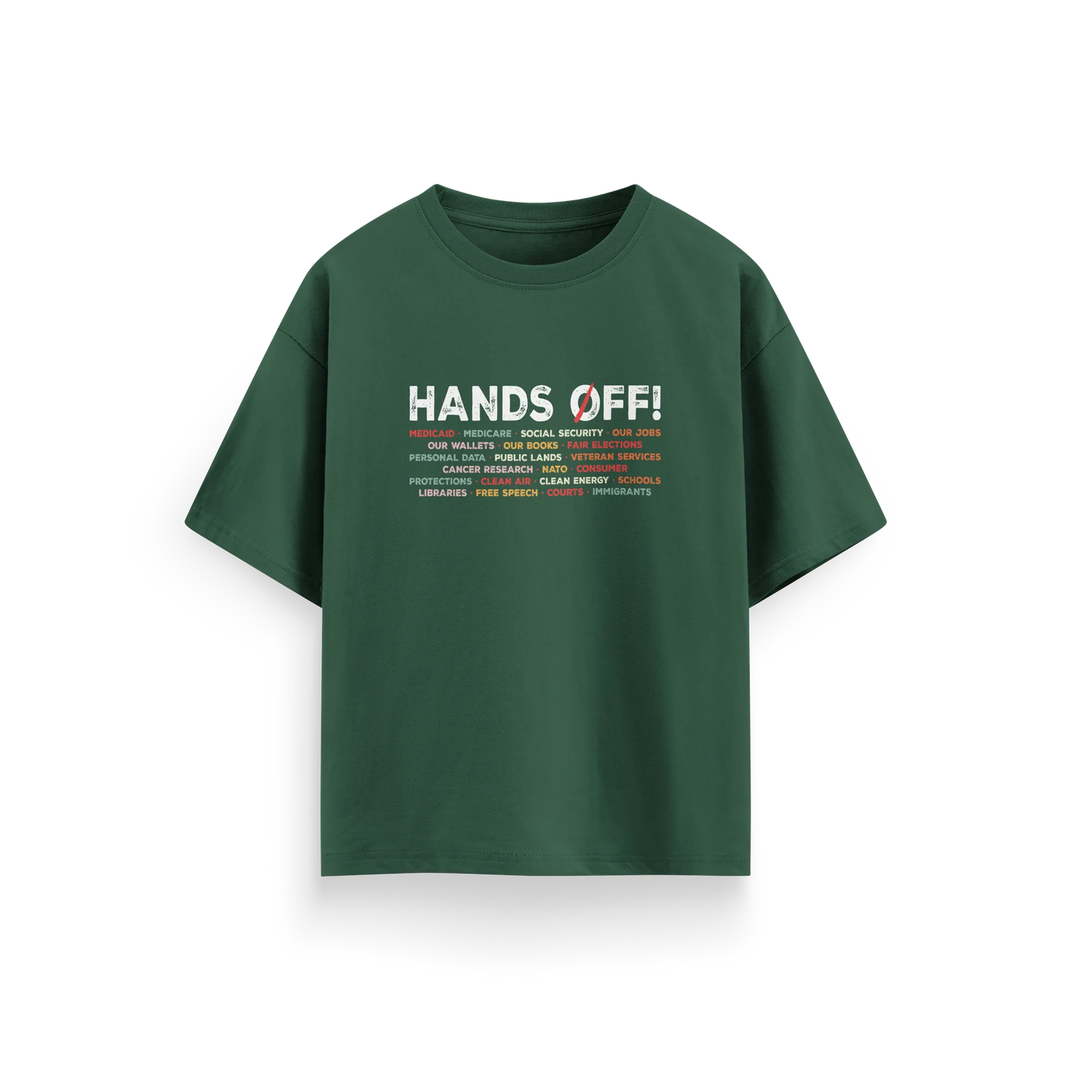 Hands Off - Green - Oversized - T-Shirt