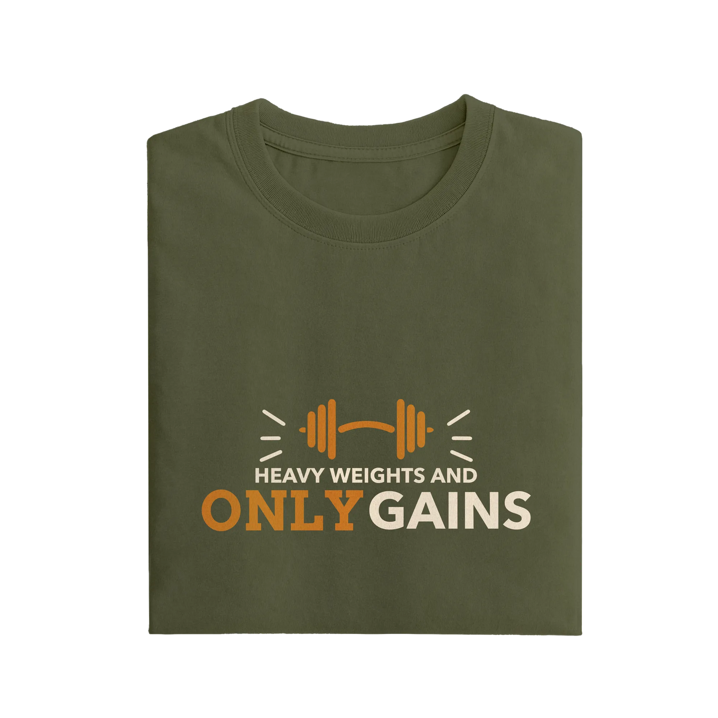 Heavy Weights And Only Gains - Olive Green - T-Shirt