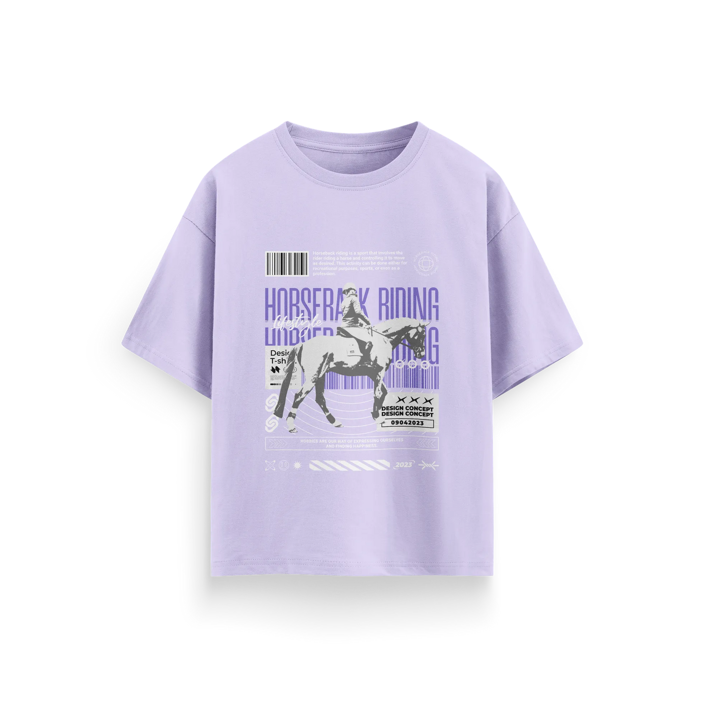 Horse Rank Riding - Lavender - Oversized T-Shirt