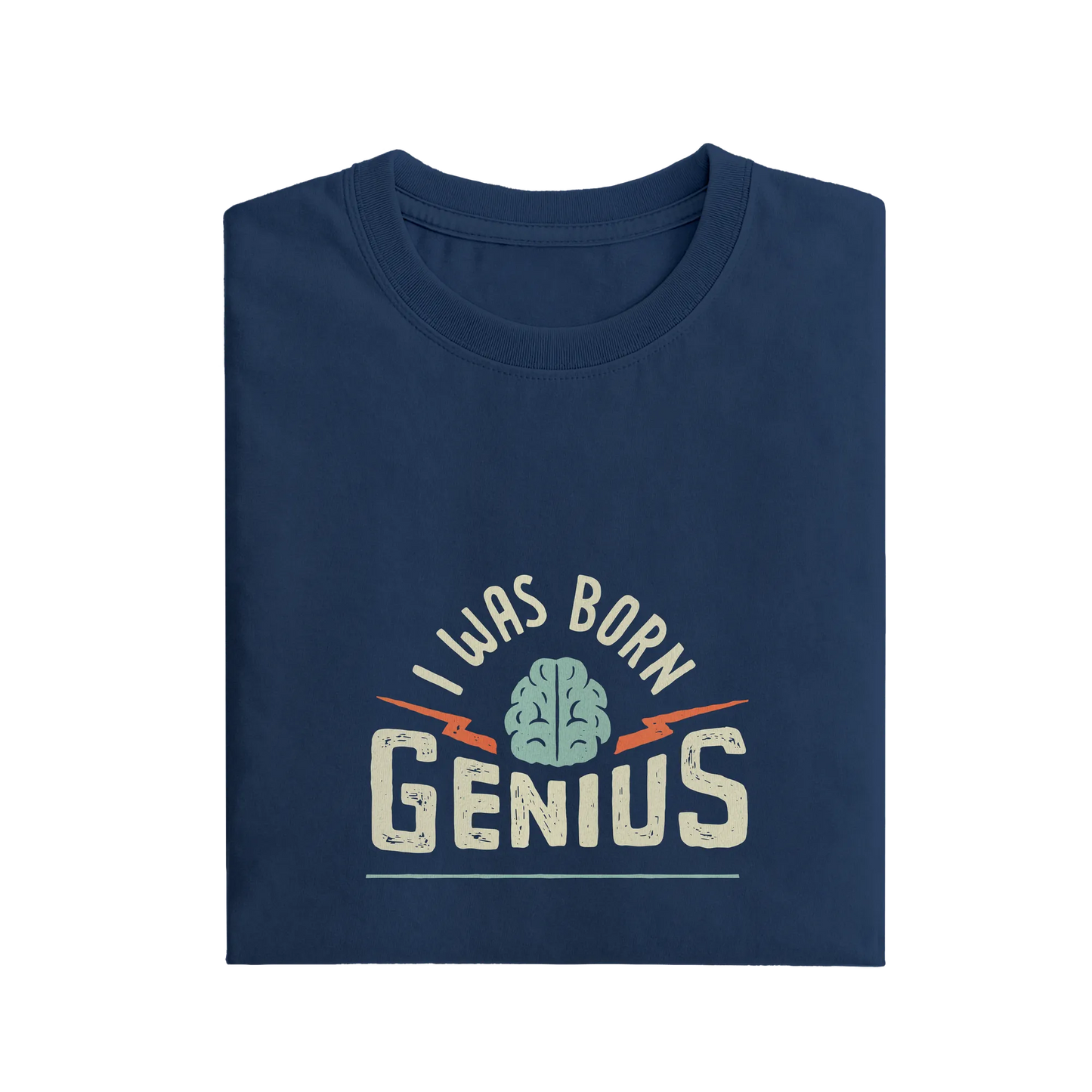 I Was Born Genius - Navy Blue - T-Shirt