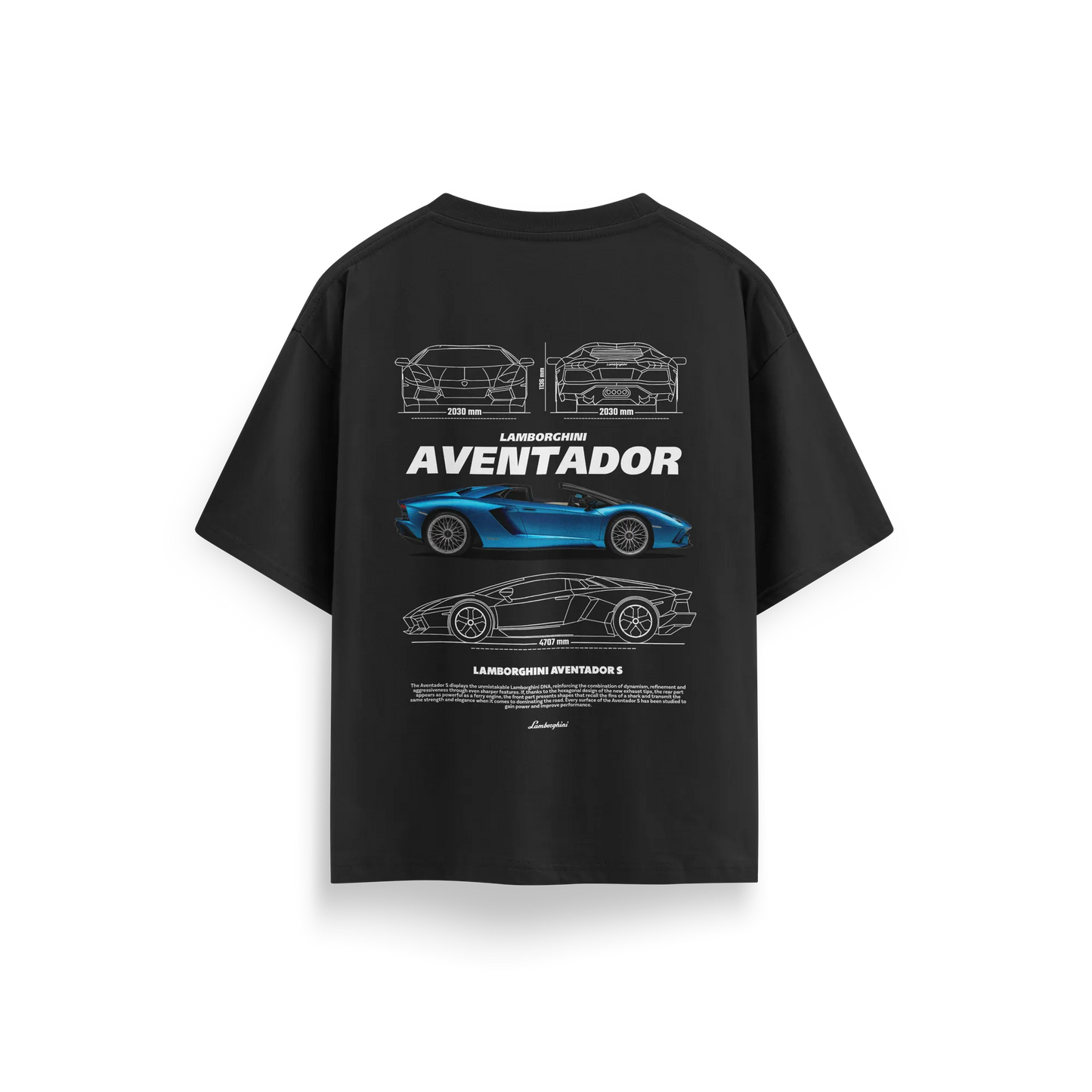 Lamborghini Aventador - Black - Oversized T-Shirt