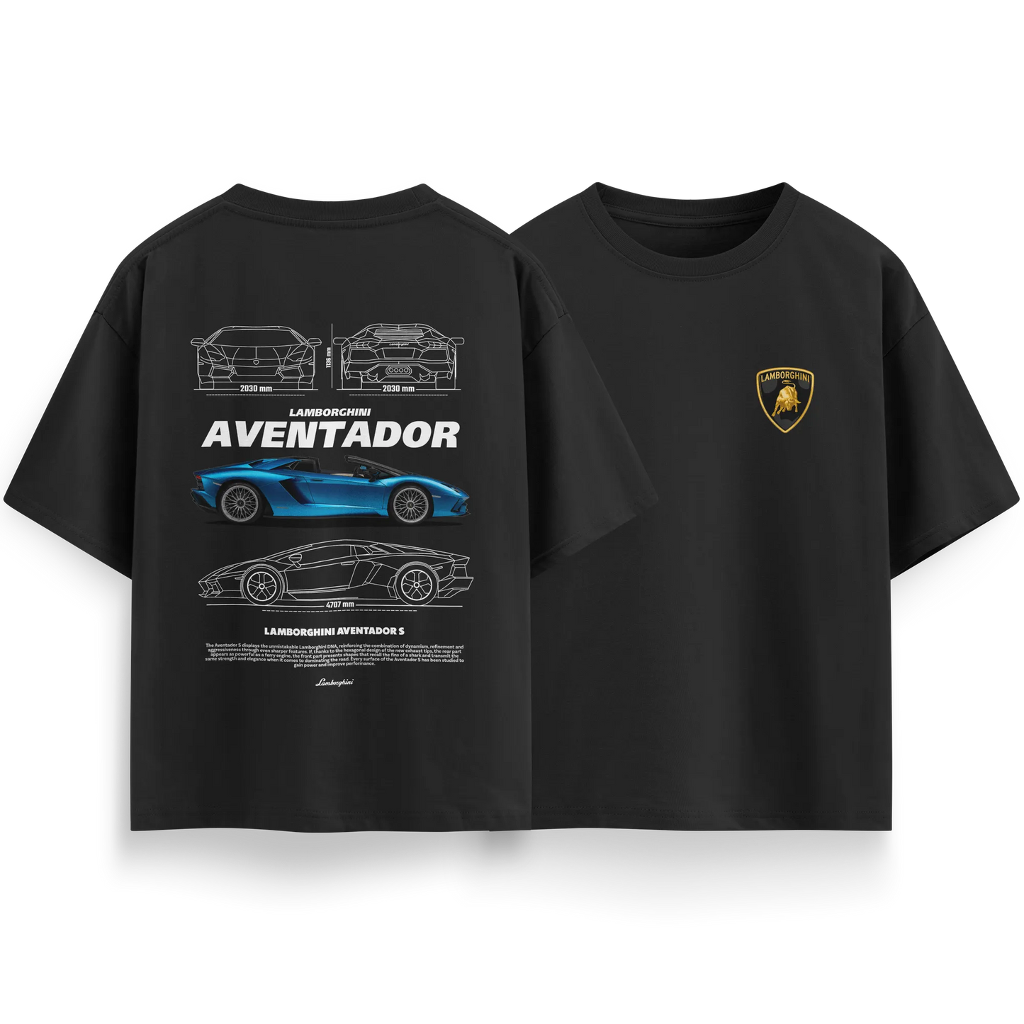 Lamborghini Aventador - Black - Oversized T-Shirt