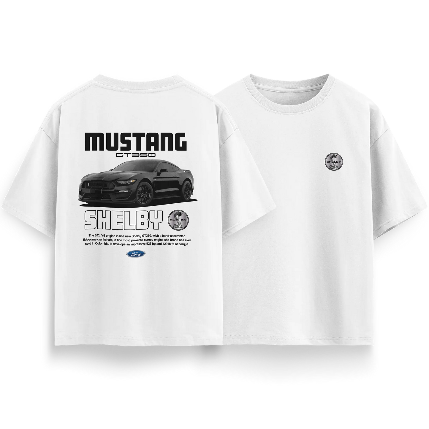 Mustang-GT350 - White - Oversized T-Shirt
