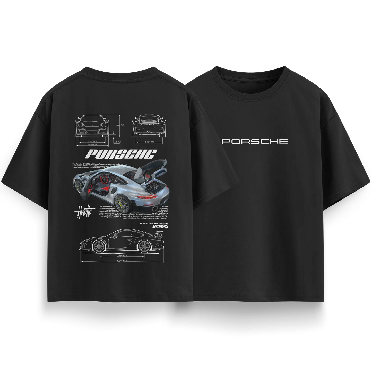 Porsche-911-GT2RS - Black - Oversized T-Shirt