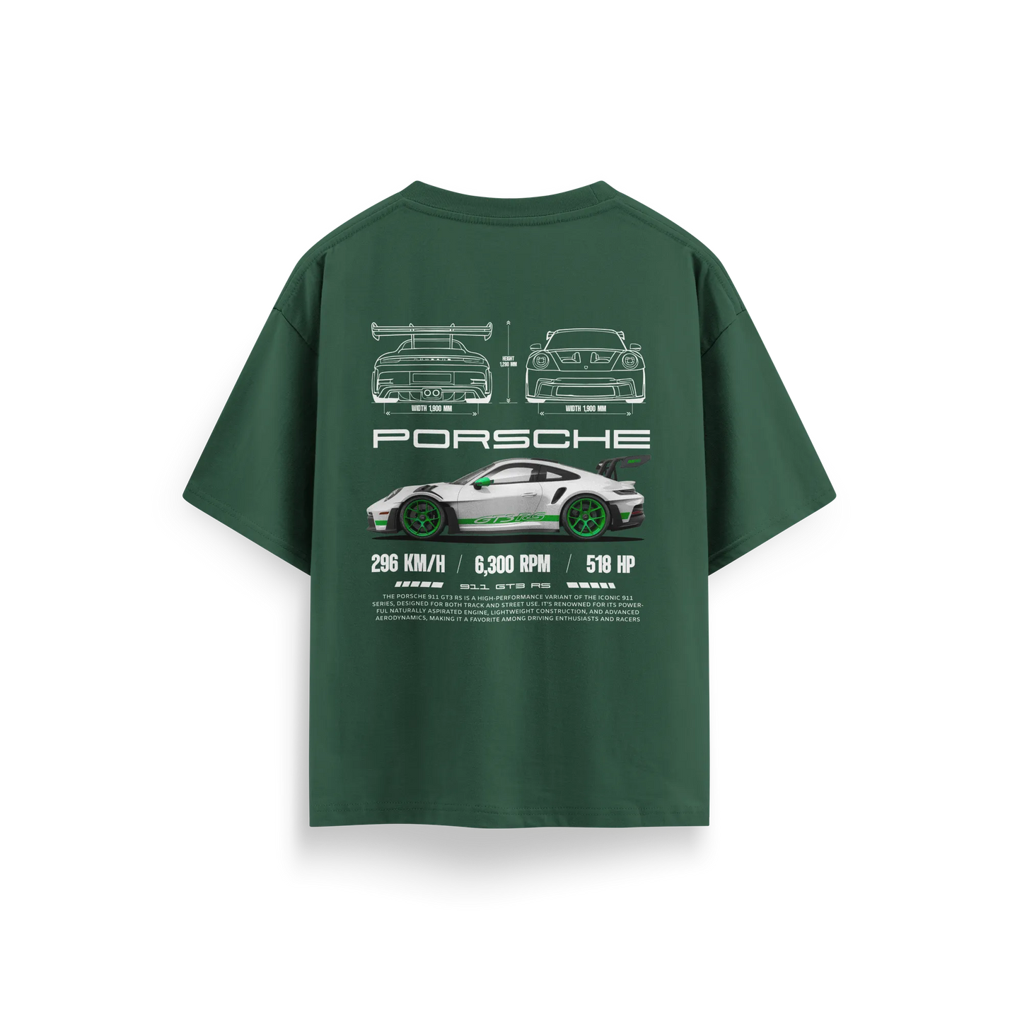 Porsche-911-GT3-RS - Green - Oversized T-Shirt