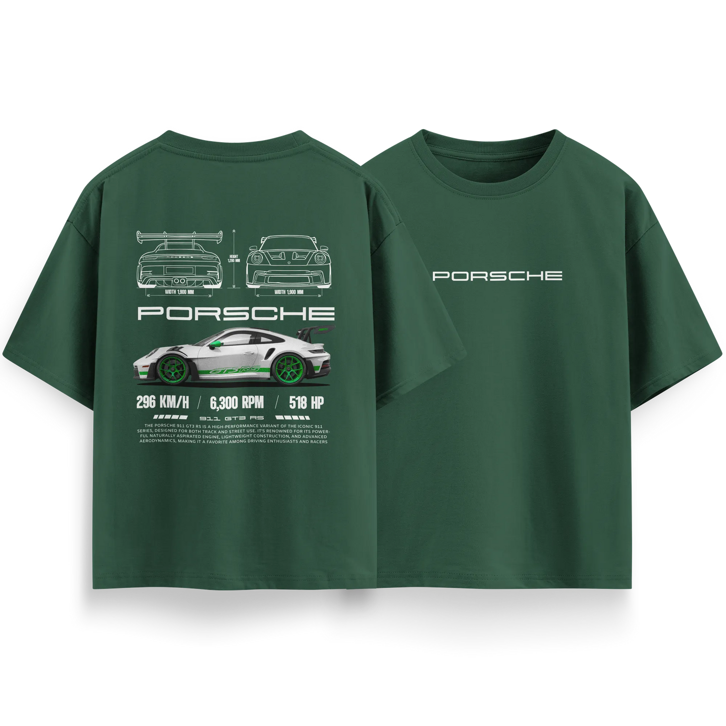 Porsche-911-GT3-RS - Green - Oversized T-Shirt