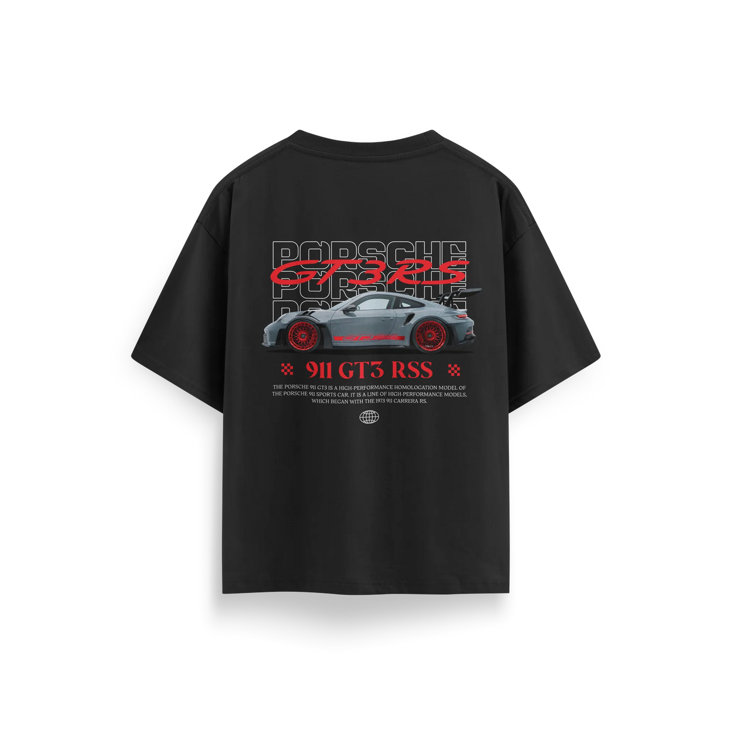 Porsche-GT3-RS - Black - Oversized T-Shirt