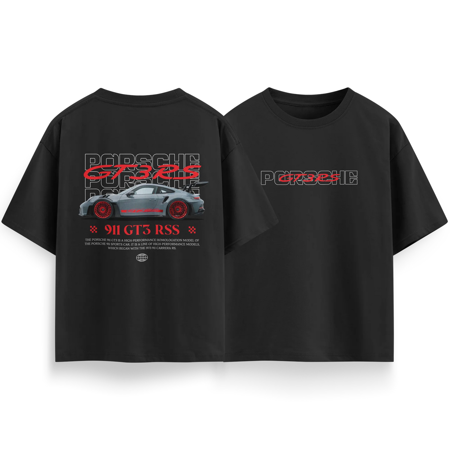 Porsche-GT3-RS - Black - Oversized T-Shirt