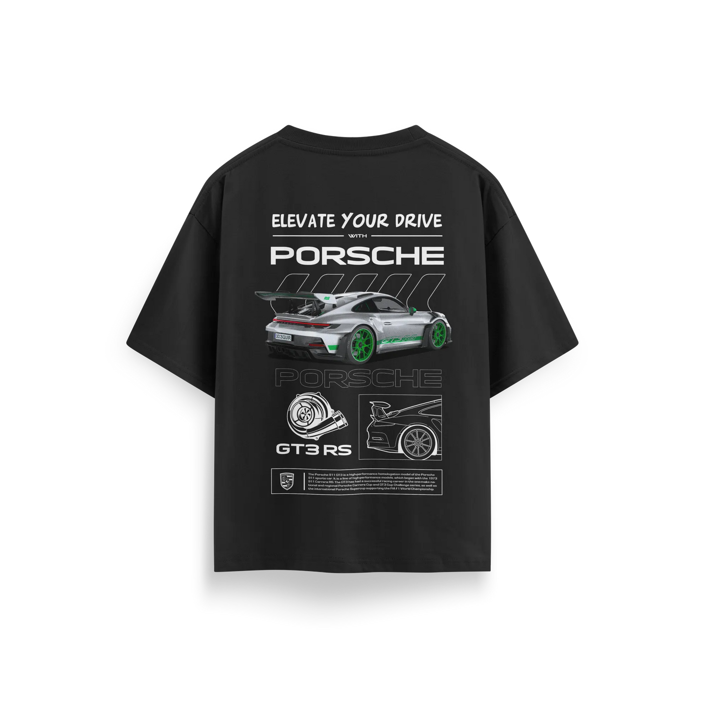 Porsche-GT3-RS-v1 - Black - Oversized T-Shirt