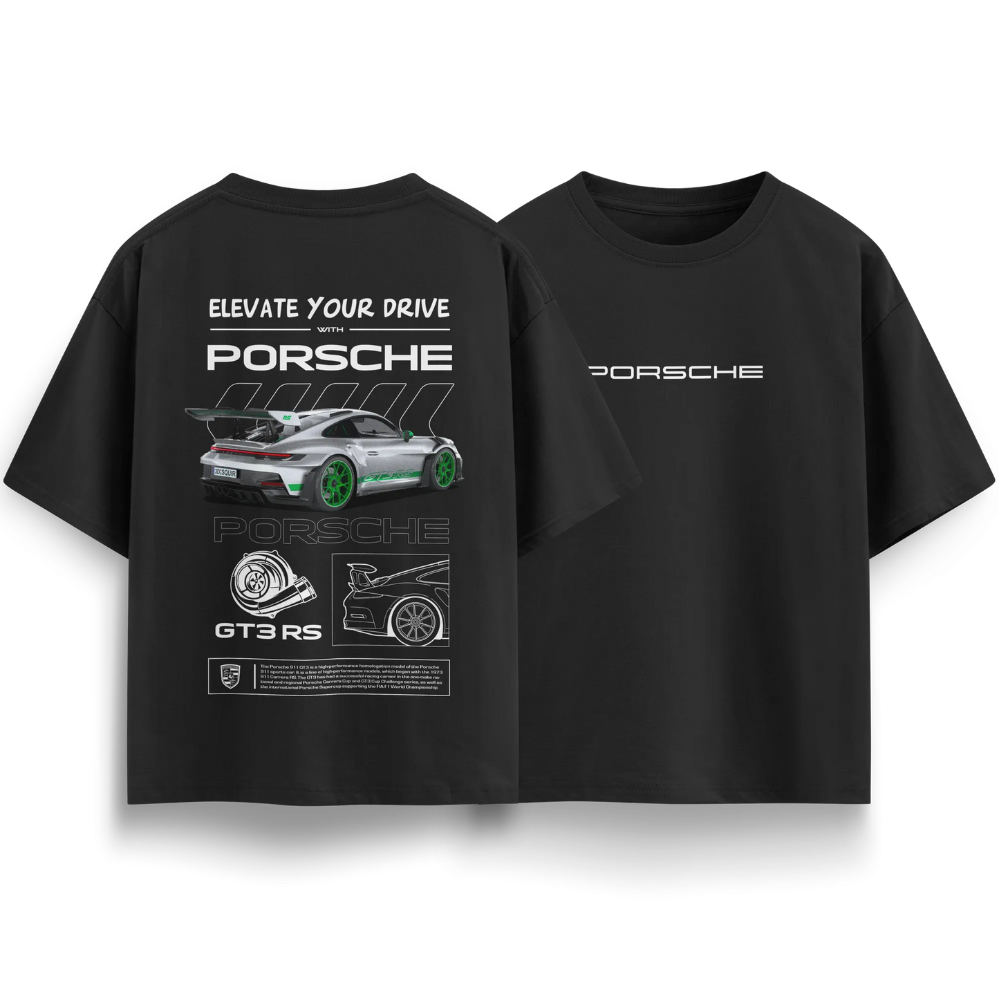 Porsche-GT3-RS-v1 - Black - Oversized T-Shirt