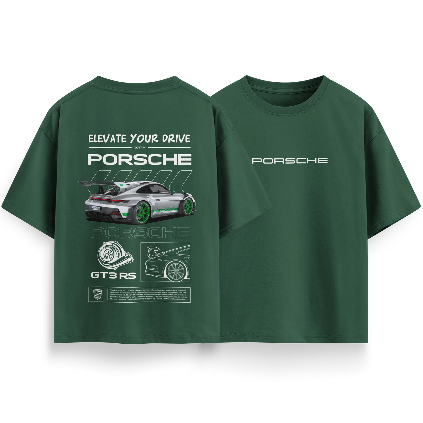 Porsche-GT3-RS-v1 - Green - Oversized T-Shirt