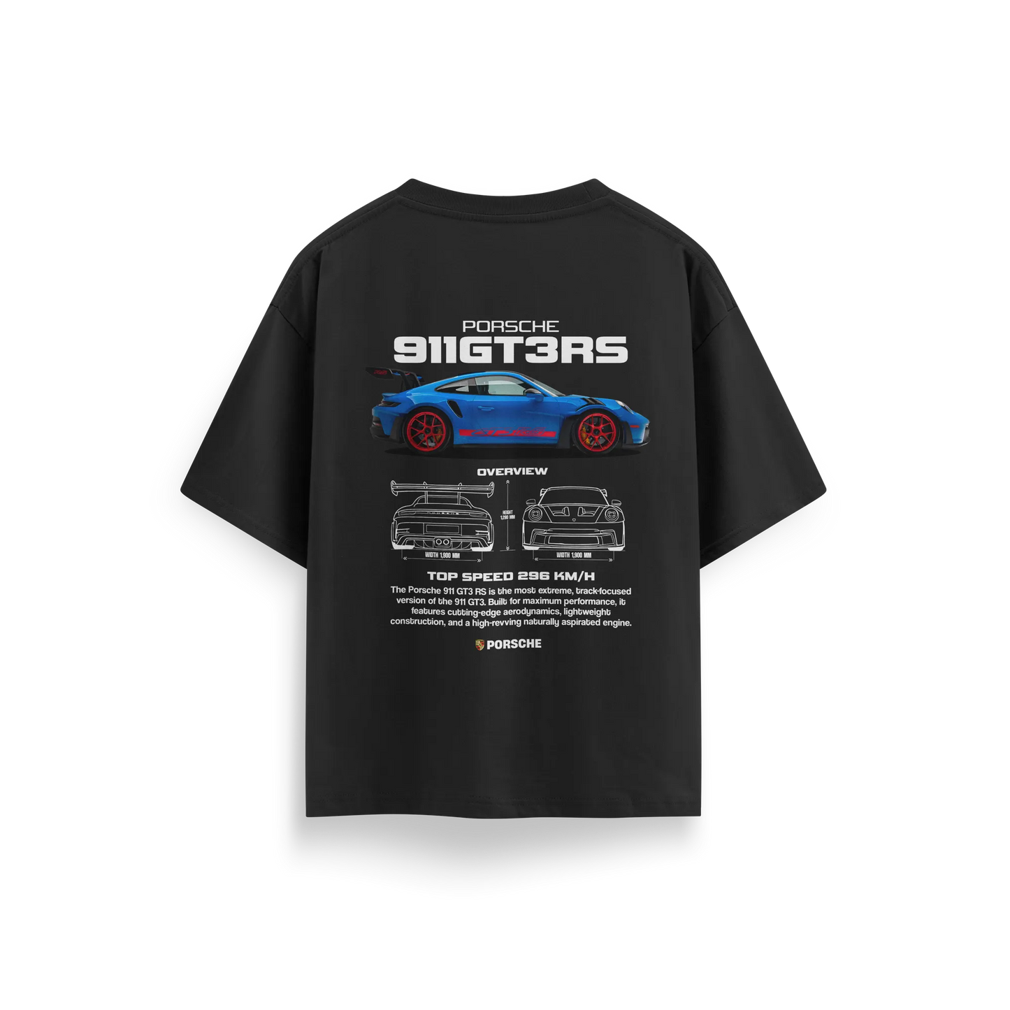 Porsche-GT3-RS-v2 - Black - Oversized T-Shirt