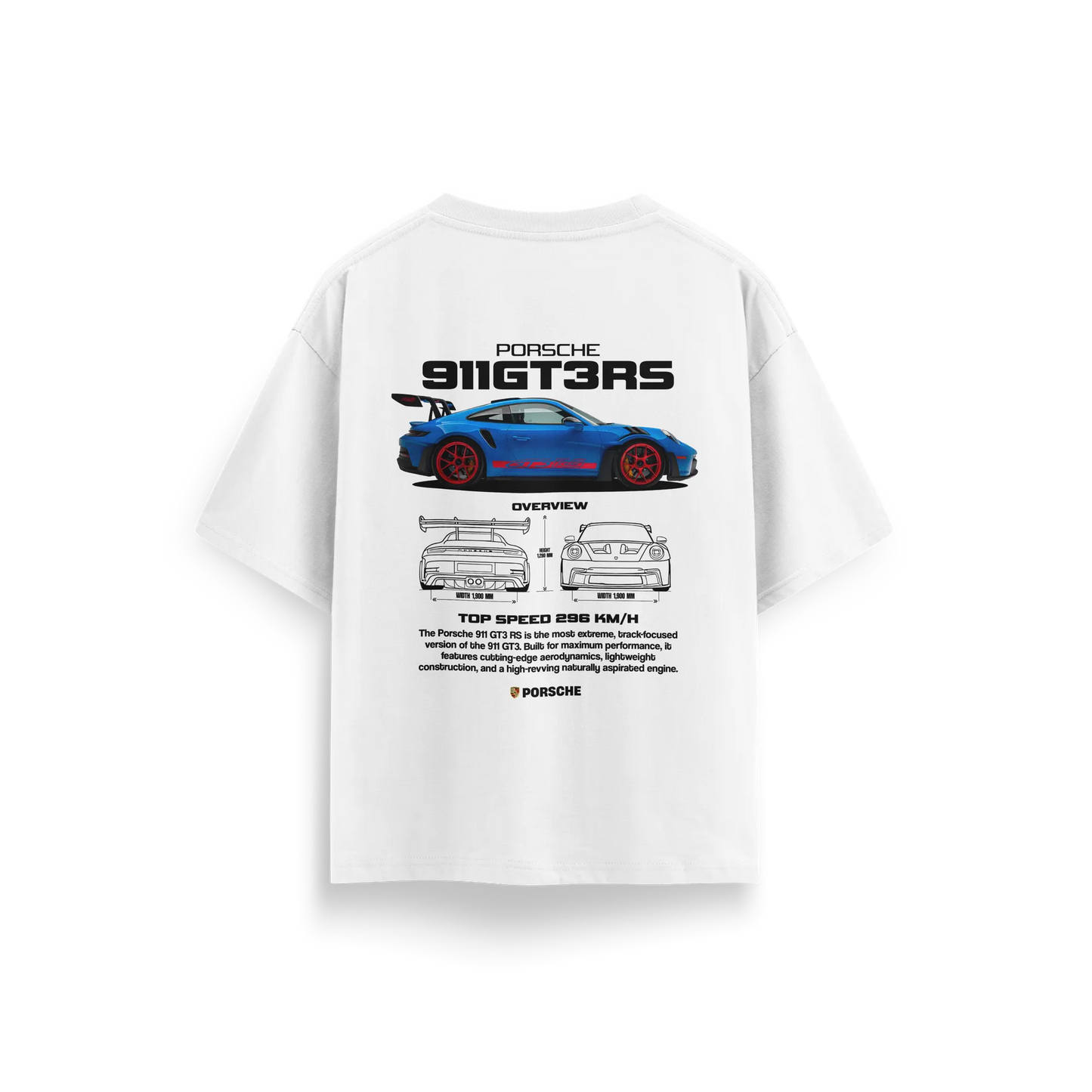 Porsche-GT3-RS-v2 - White - Oversized T-Shirt