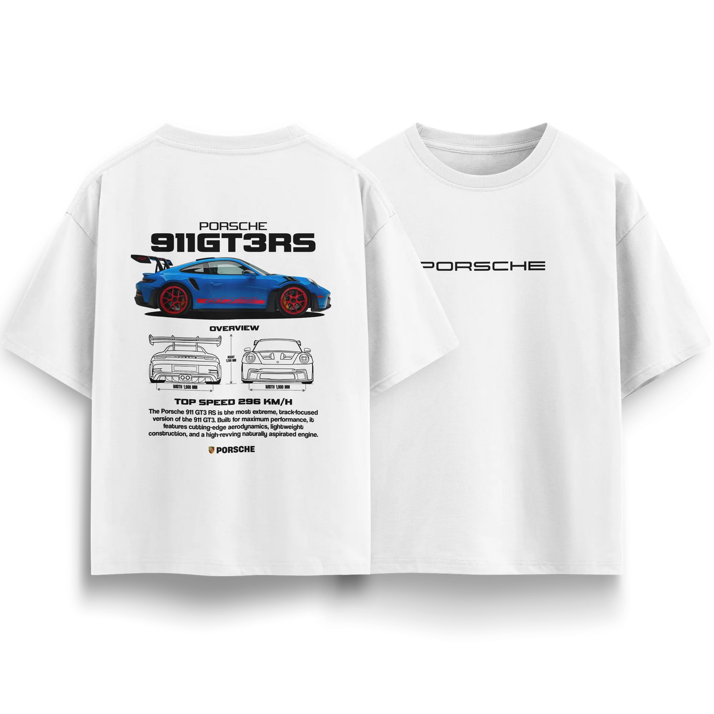 Porsche-GT3-RS-v2 - White - Oversized T-Shirt