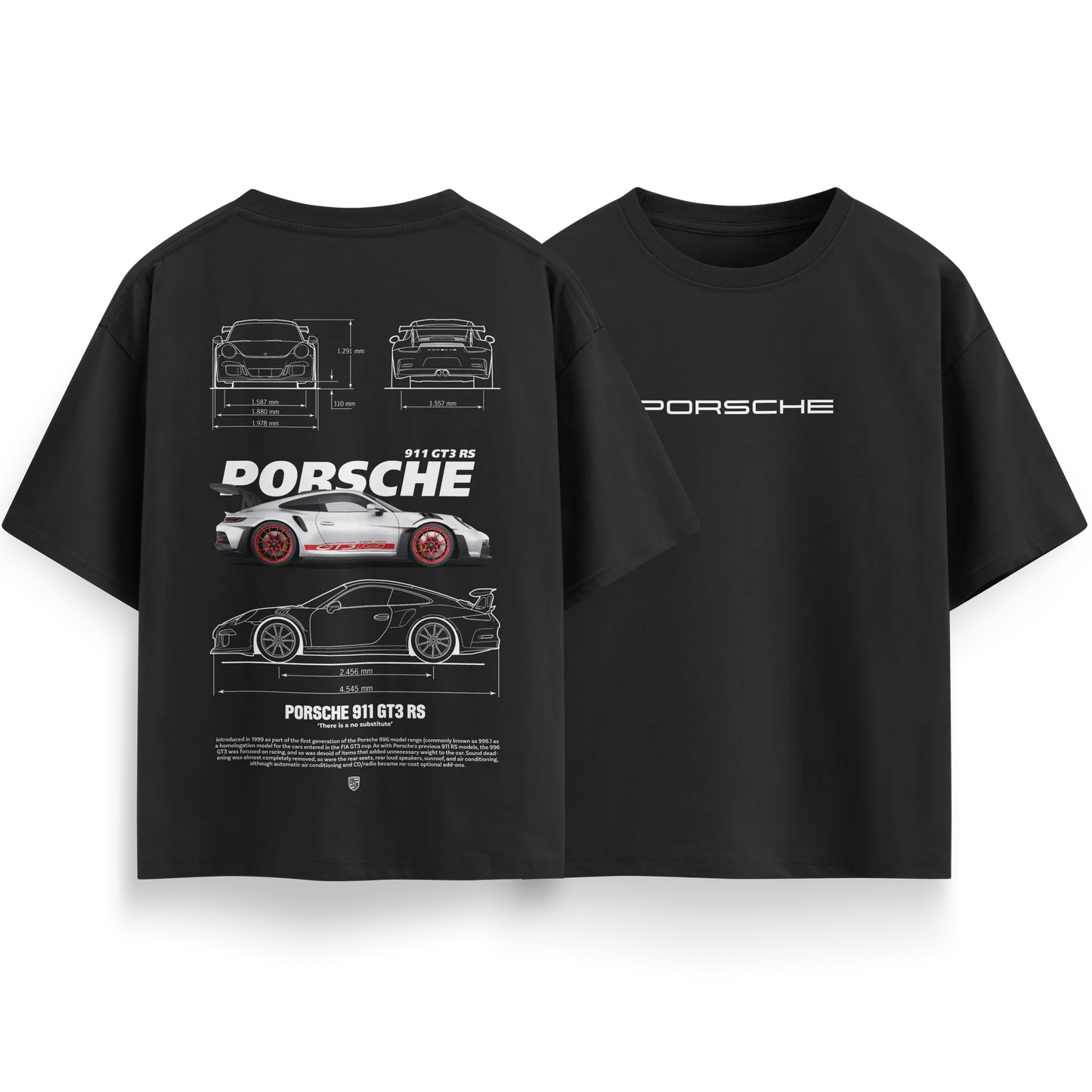 Porsche-GT3-RS-v3 - Black - Oversized T-Shirt