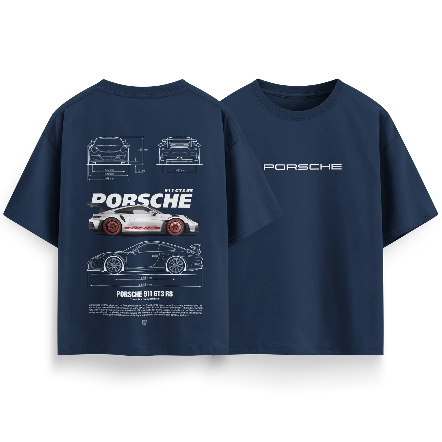 Porsche-GT3-RS-v3 - Navy Blue - Oversized T-Shirt