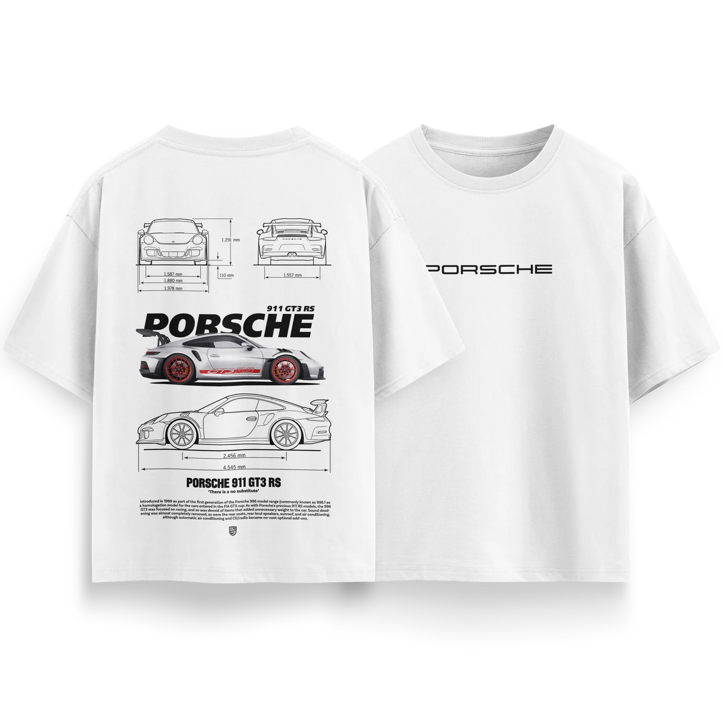 Porsche-GT3-RS-v3 - White - Oversized T-Shirt