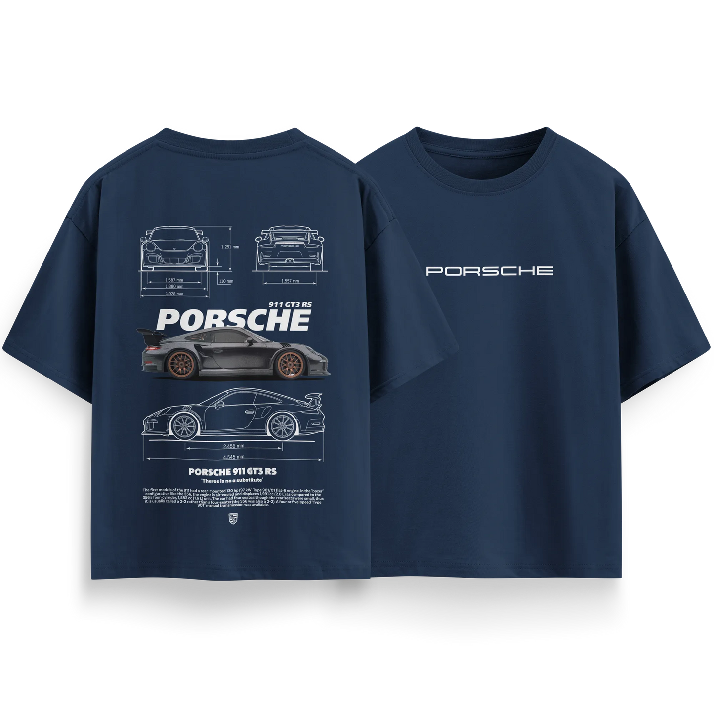 Porsche 911-GT3-RS-v4 - Navy-Blue - Oversized T-Shirt