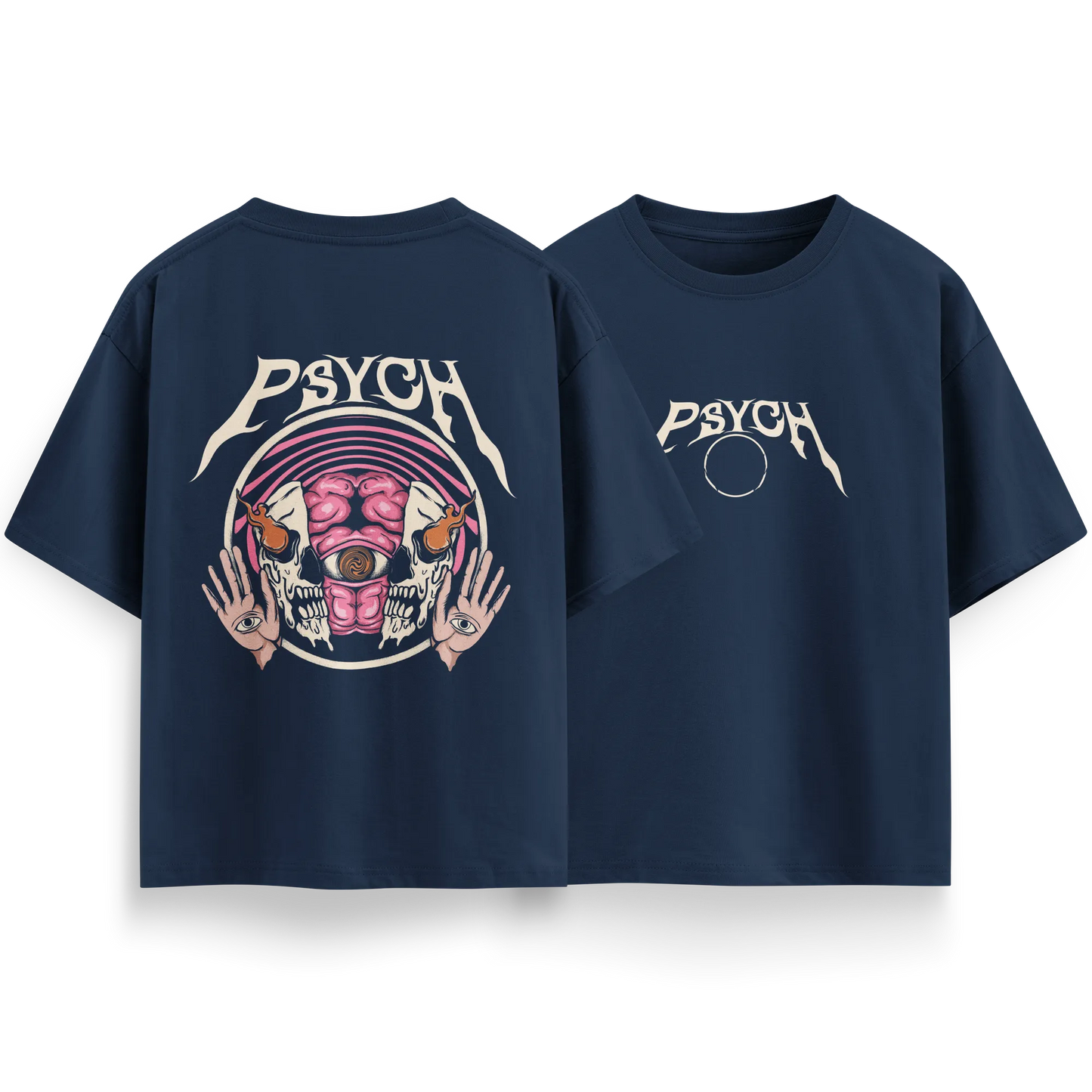 Psycho - Navy Blue - Oversized - T-Shirt
