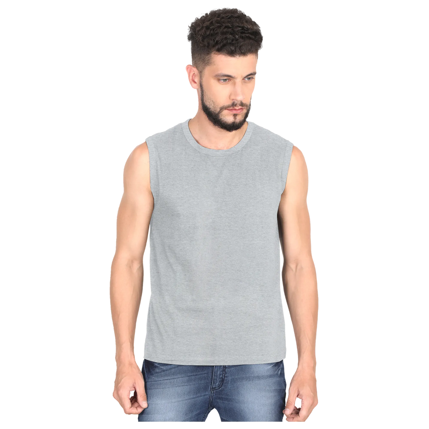 Grey Melange - Sleeveless T-Shirt