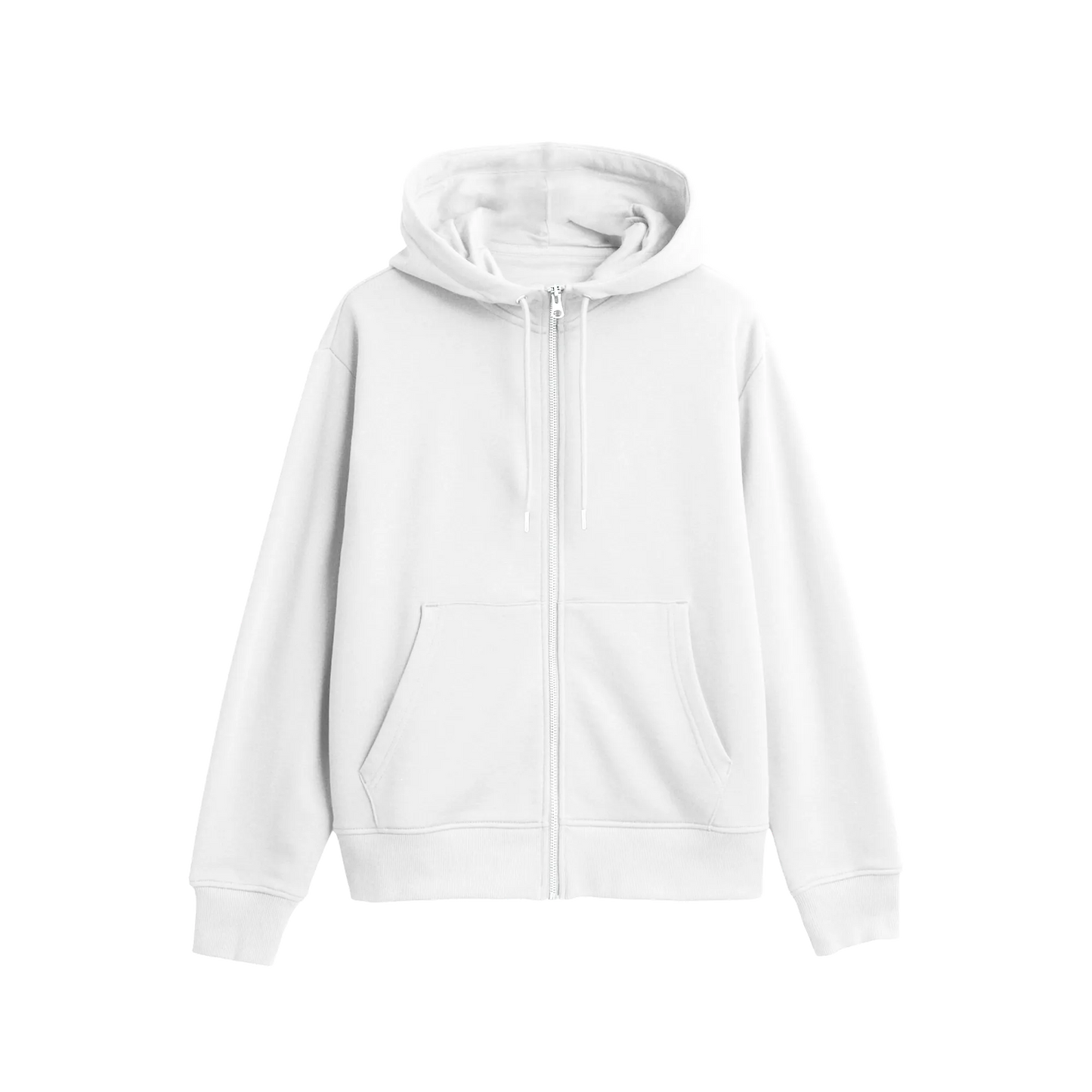 White - Zipper Hoodie - Solid