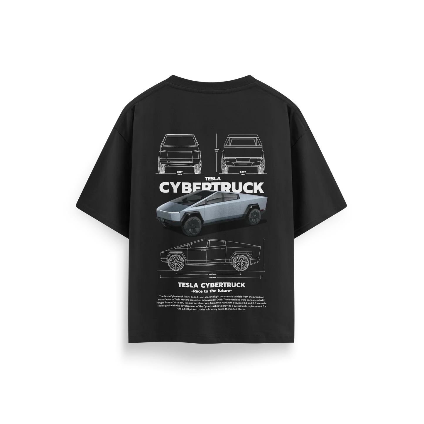 Tesla Cybertruck - Black - Oversized T-Shirt