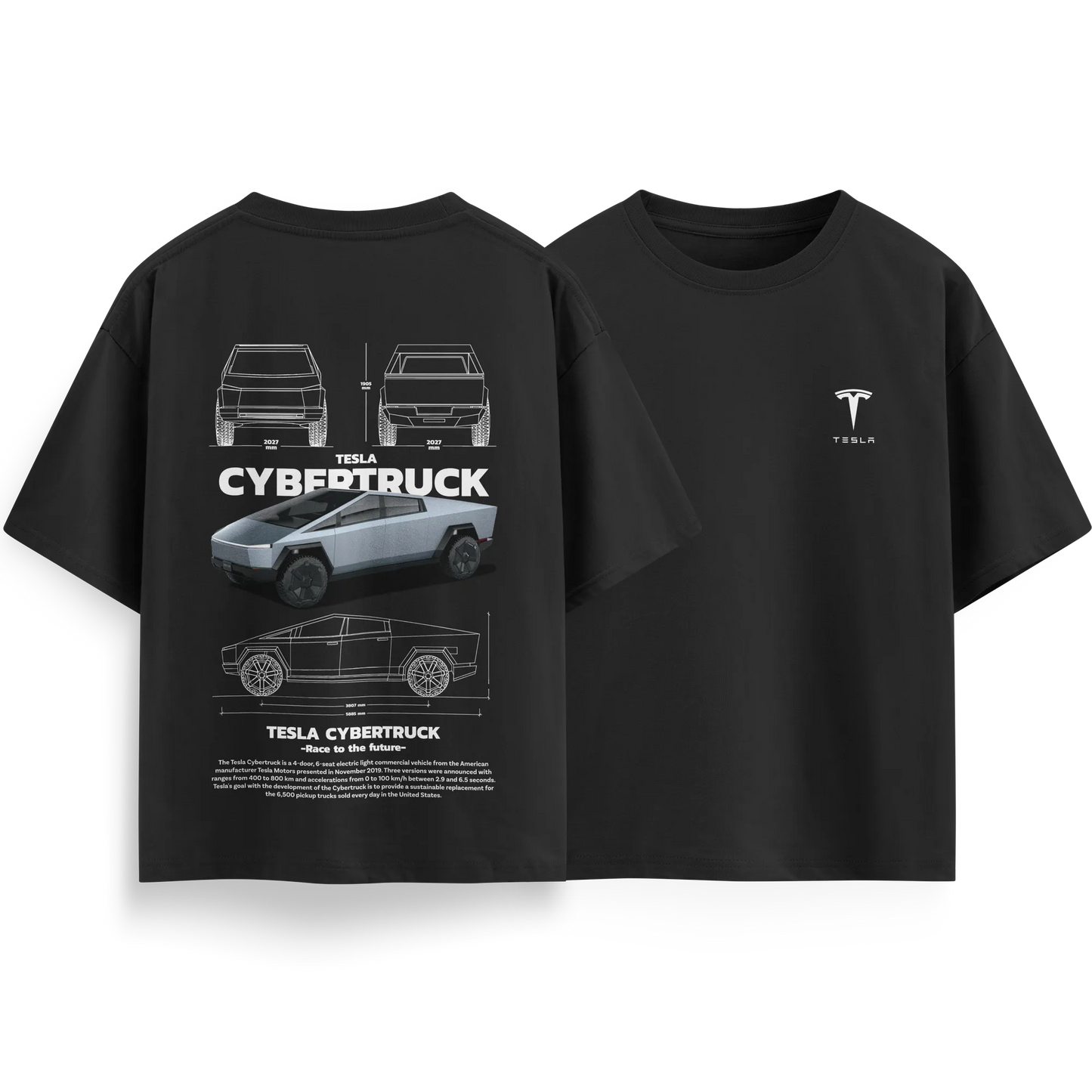 Tesla Cybertruck - Black - Oversized T-Shirt