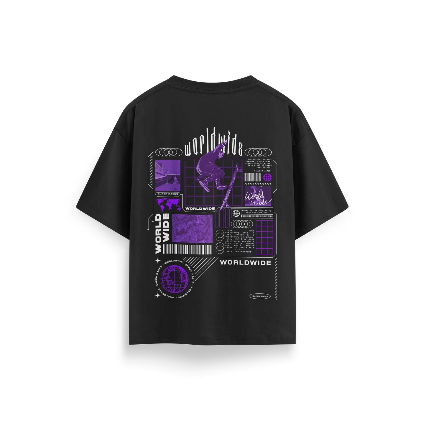 World Wide - Black - Oversized - T-Shirt