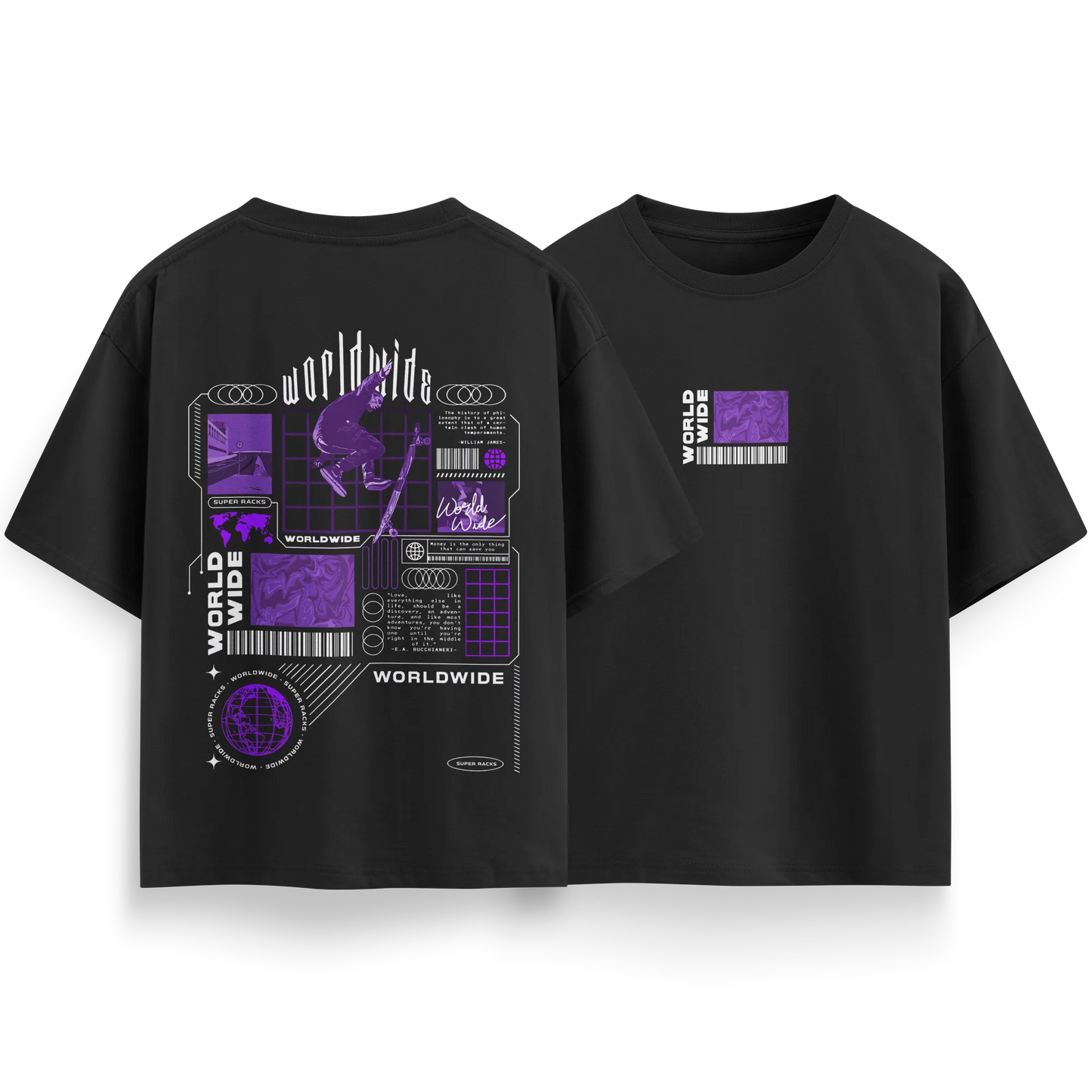 World Wide - Black - Oversized - T-Shirt