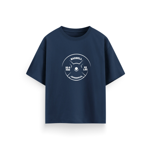 Barbell - Navy Blue - Oversized  T-Shirt