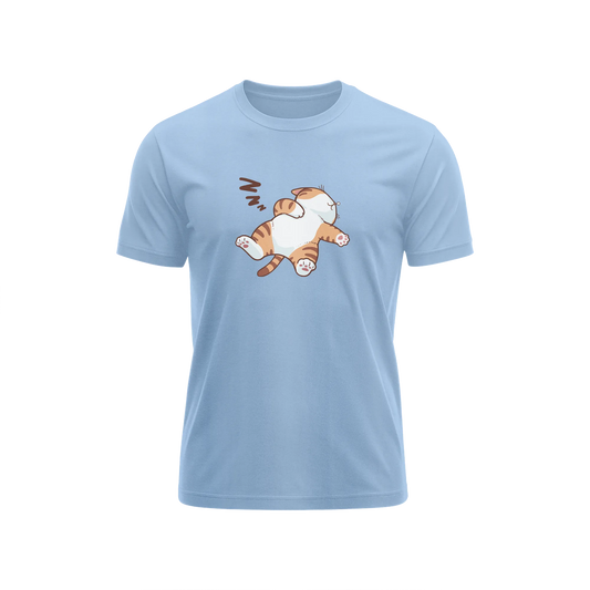Cat Sleeping - Baby Blue - T-Shirt
