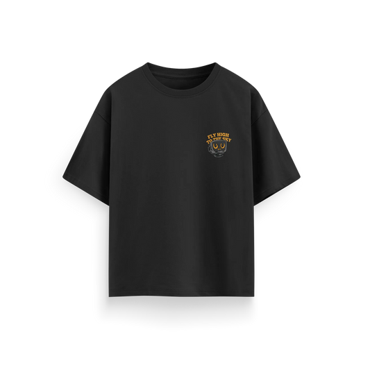 Fly High To The Sky - Black - Oversized  T-Shirt