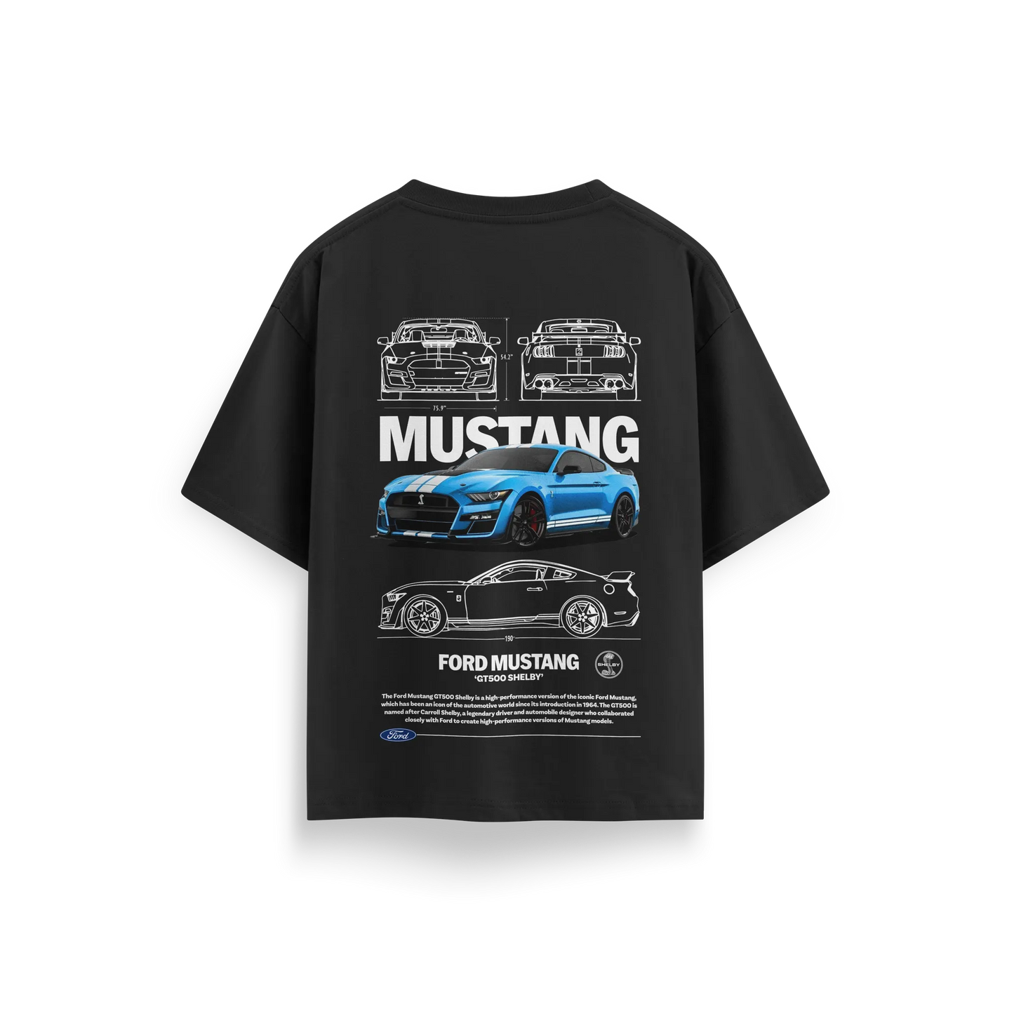 Ford Mustang - Black - Oversized T-Shirt