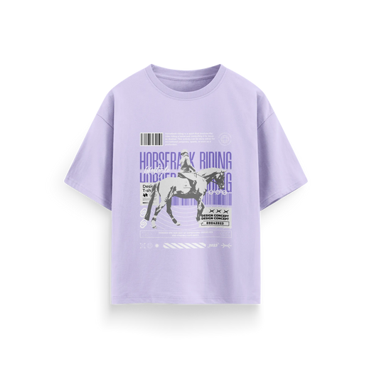 Horse Rank Riding - Lavender - Oversized  T-Shirt