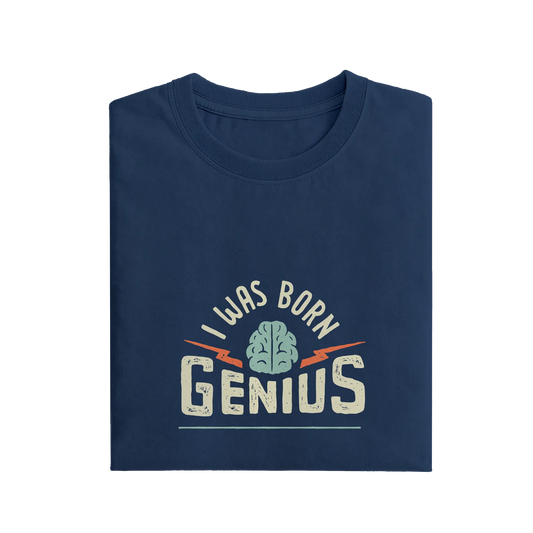 I Was Born Genius - Navy Blue - T-Shirt