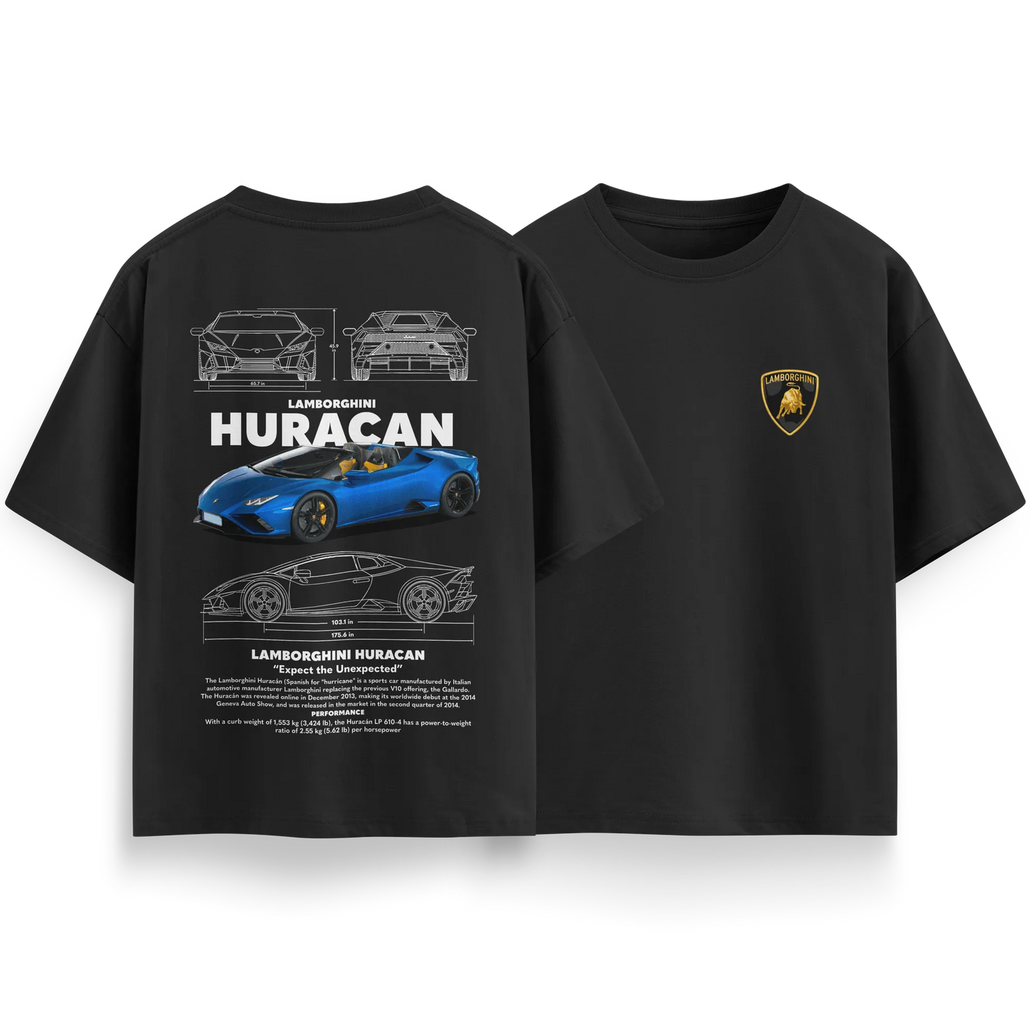 Lamborghini Huracan - Black - Oversized T-Shirt
