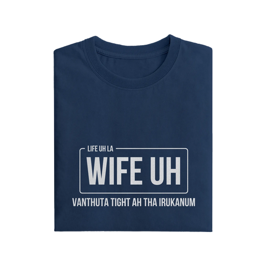 Life Uh La Wife Uh - Navy Blue - T-Shirt