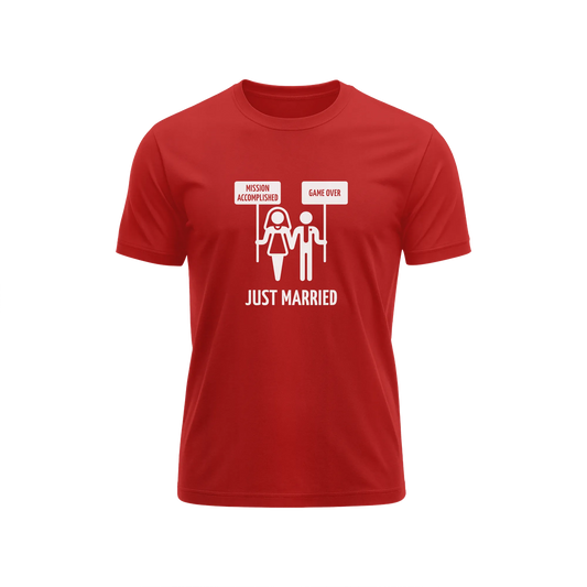 Mission Accomplished Game Over Just Married - Red - T-Shirt