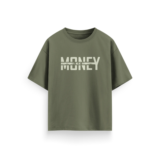 Money - Olive Green - Oversized  T-Shirt