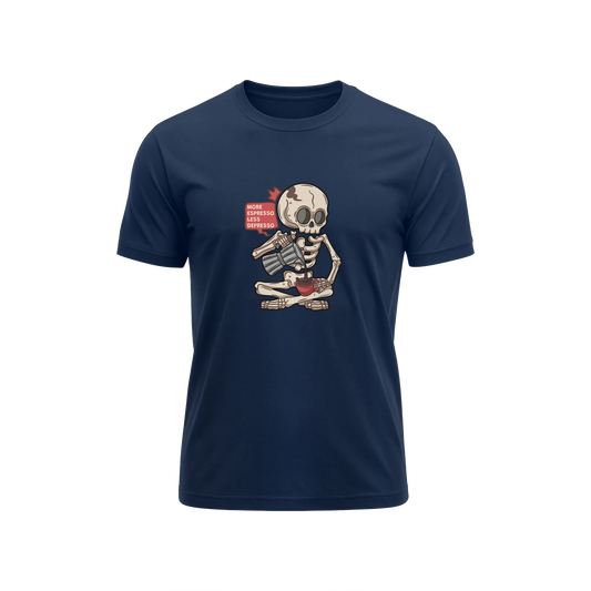 More Espresso Less Depresso - Navy Blue- T-Shirt